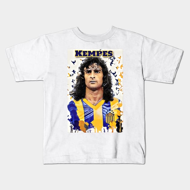 Mario Kempes design Kids T-Shirt by AndythephotoDr